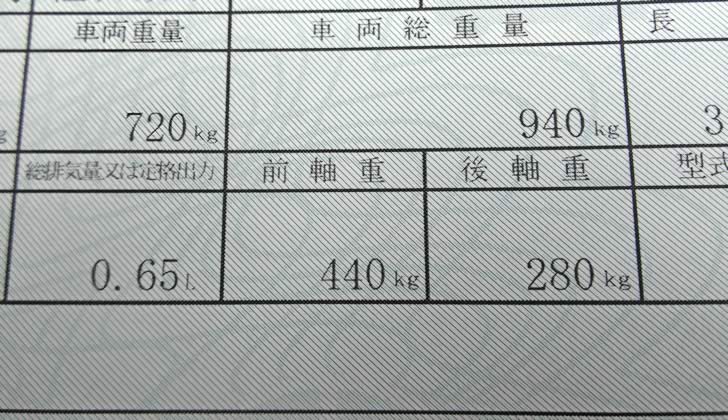 HA36Sアルトワークスの前後重量